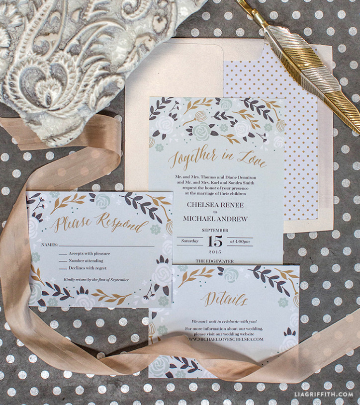 Black and Mint Wedding Invitations Lia Griffith