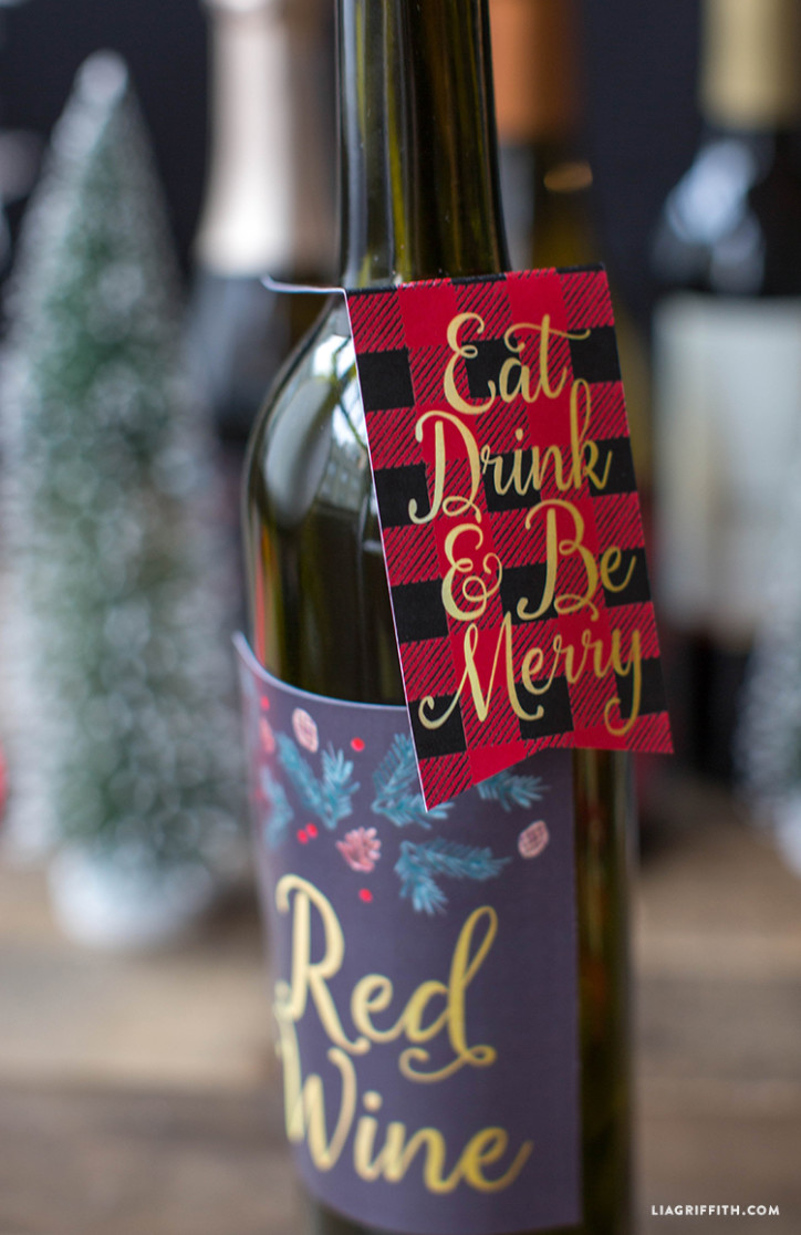 Holiday labels for wine bottles