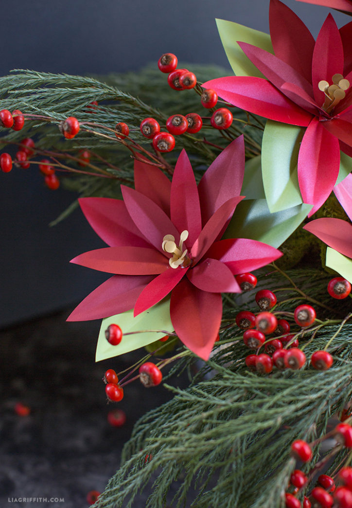 Lia Griffith Paper Poinsettia Holiday Arrangements
