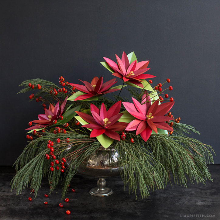 Lia Griffith Paper Poinsettia Holiday Arrangements