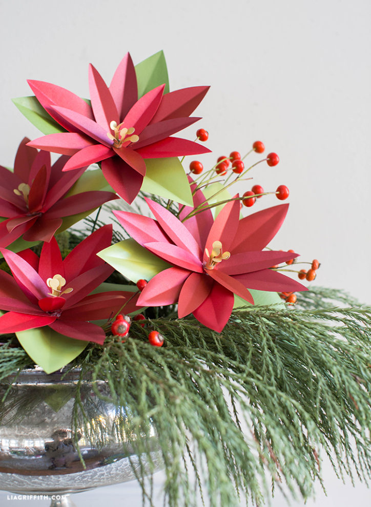 Paper Poinsettia Holiday Arrangements Lia Griffith