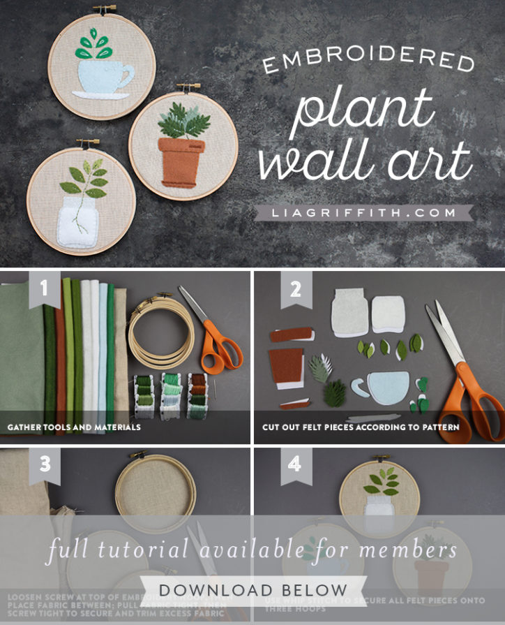Lia Griffith Embroidery Plants Wall Art