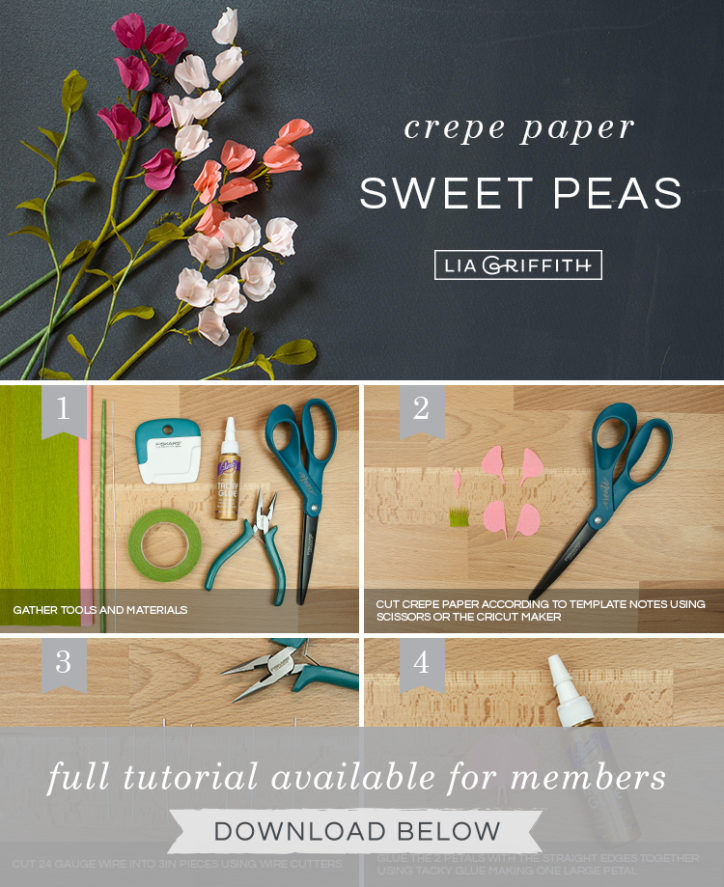 Lia Griffith Crepe Paper Sweet Pea Blooms