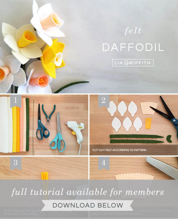 Flower Tutorial How to Make Felt Daffodils Lia Griffith