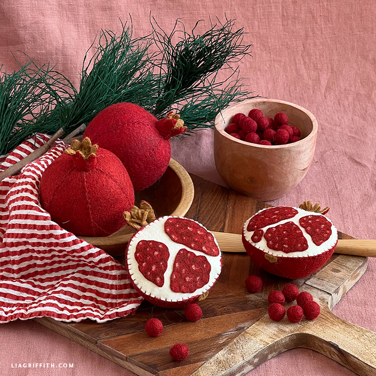 Lia Griffith Handmade Felt Pomegranates